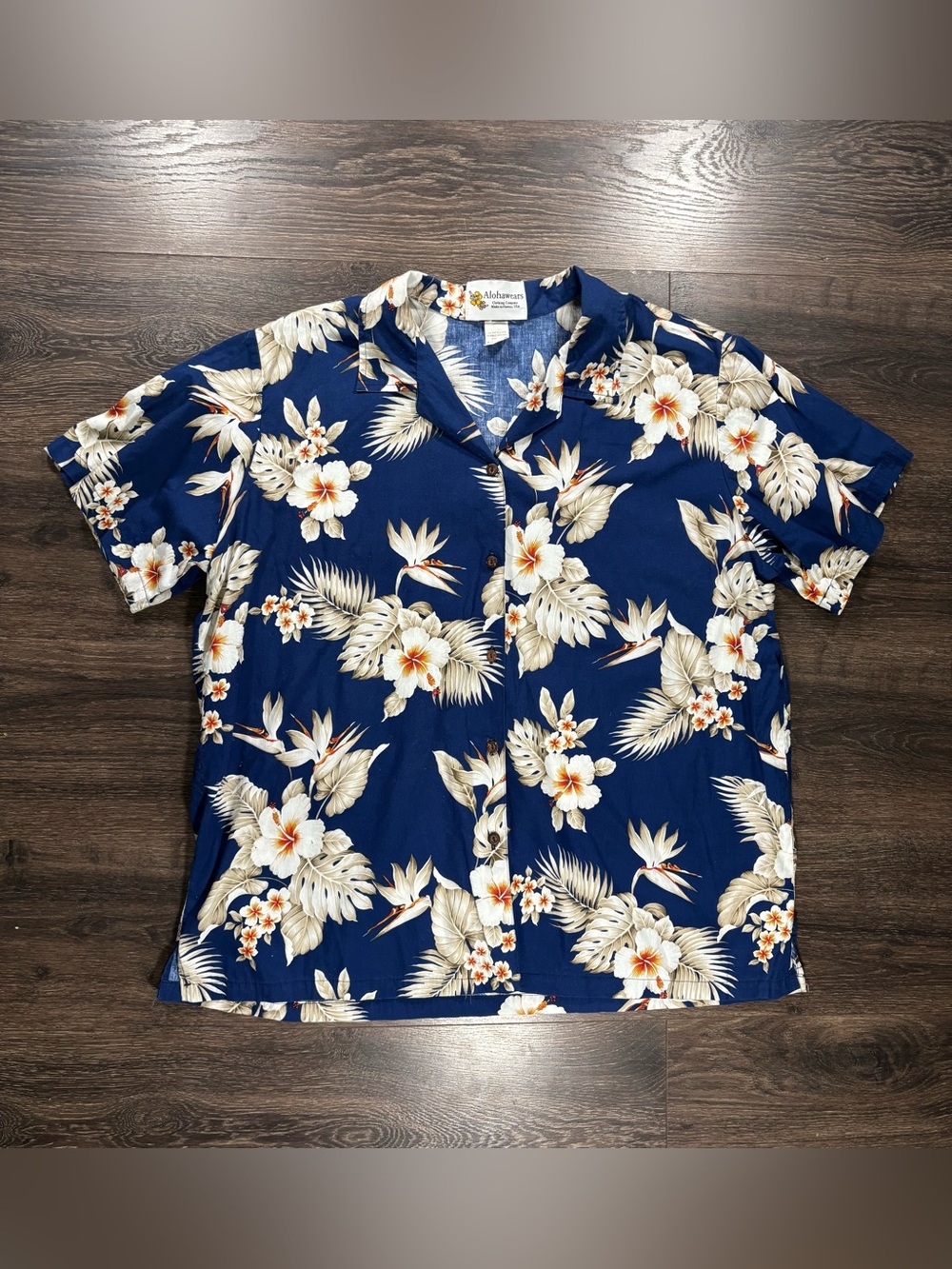 Vintage Alohawears Hawaiian Button Ip Short Sleeve Shirt Size 2X 100% cotton